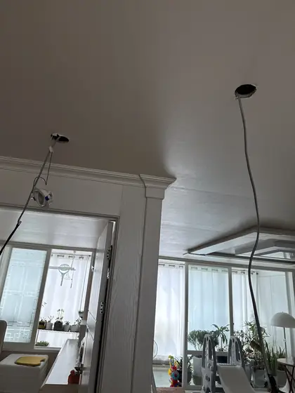 주방 실링팬 설치 — 천장 구멍으로 내린 배선